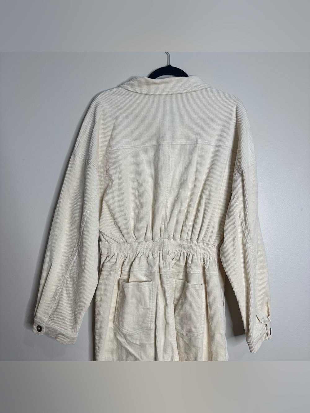 Mable Cream Corduroy Long Sleeve Collared‎ Jumpsuit Utility Neutral Size Large - Picture 10 of 11